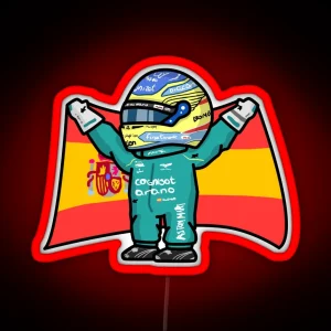 Alonso With Flag RGB Neon Sign