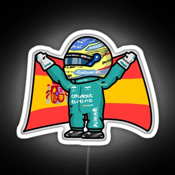 Alonso With Flag RGB Neon Sign