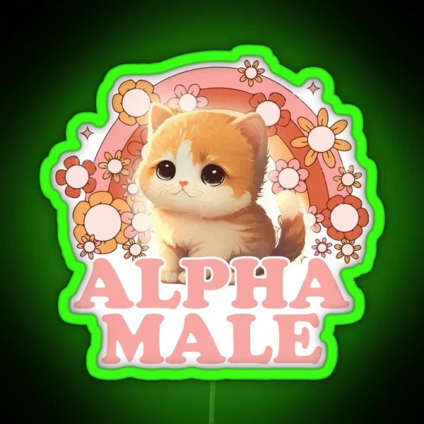 Alpha Male Cat Kitten Funny Animal RGB Neon Sign