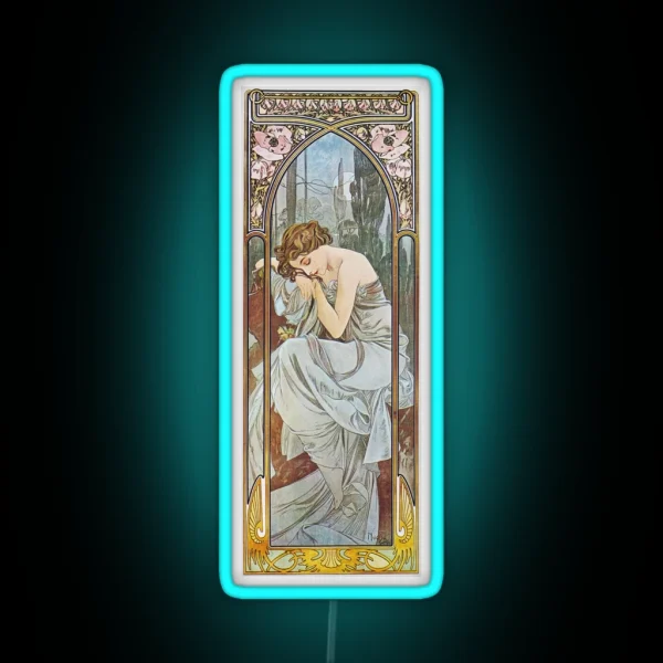 Alphonse Mucha Nocturnal Slumber RGB Neon Sign