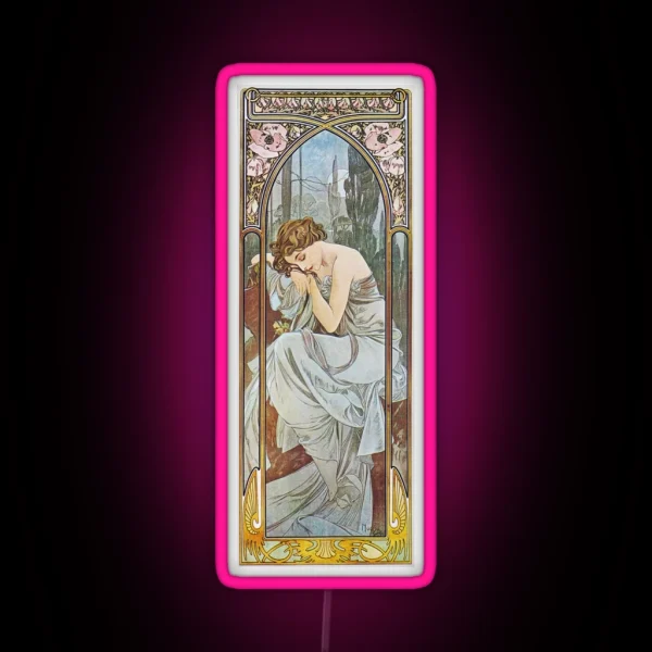 Alphonse Mucha Nocturnal Slumber RGB Neon Sign