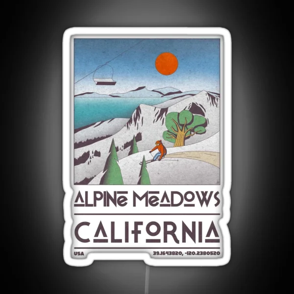 Alpine Meadows California USA Retro Travel Poster RGB Neon Sign