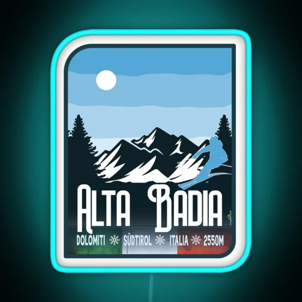 Alta Badia Italy Italia Ski Skiing Led Led 01 RGB Neon Sign