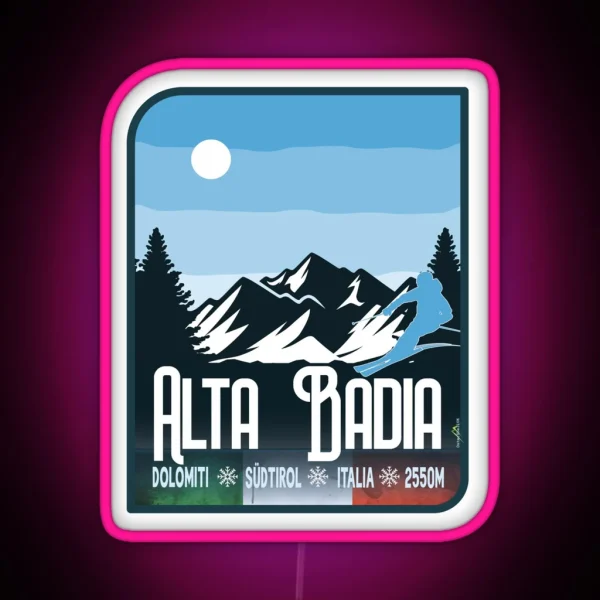 Alta Badia Italy Italia Ski Skiing Led Led 01 RGB Neon Sign