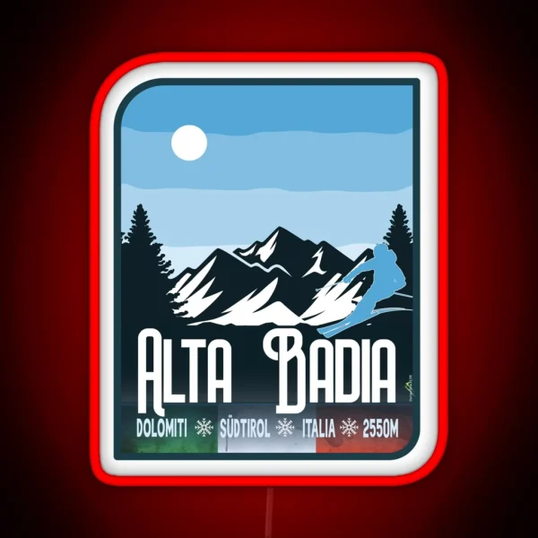 Alta Badia Italy Italia Ski Skiing Led Led 01 RGB Neon Sign