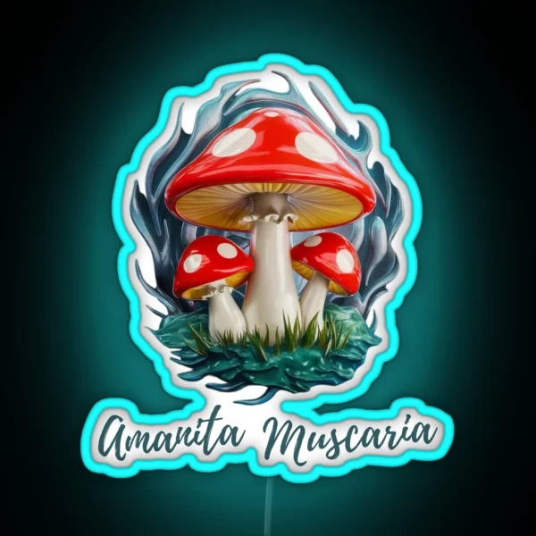 Amanita Muscaria Beautiful Mushroom RGB Neon Sign