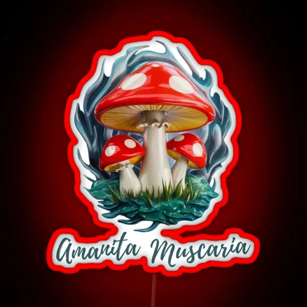 Amanita Muscaria Beautiful Mushroom RGB Neon Sign