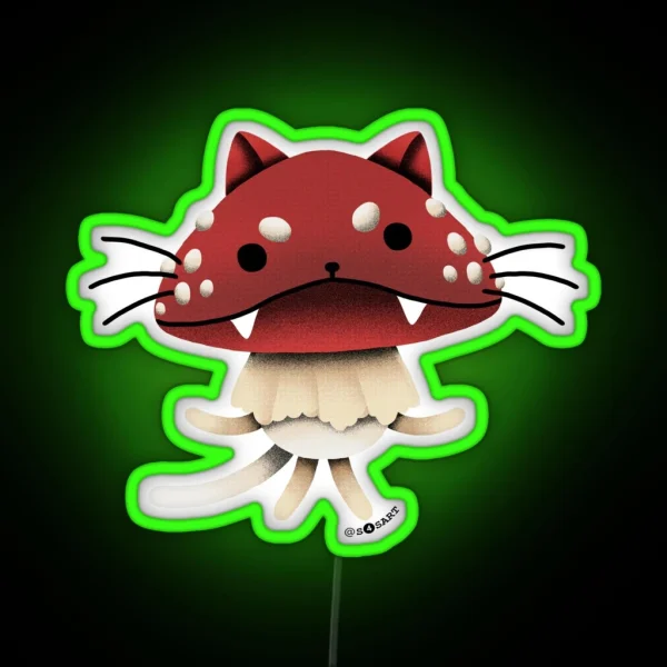 Amanita Muscaria Cat RGB Neon Sign