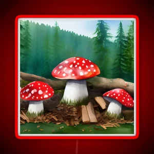 Amanita Muscaria Forest Family RGB Neon Sign