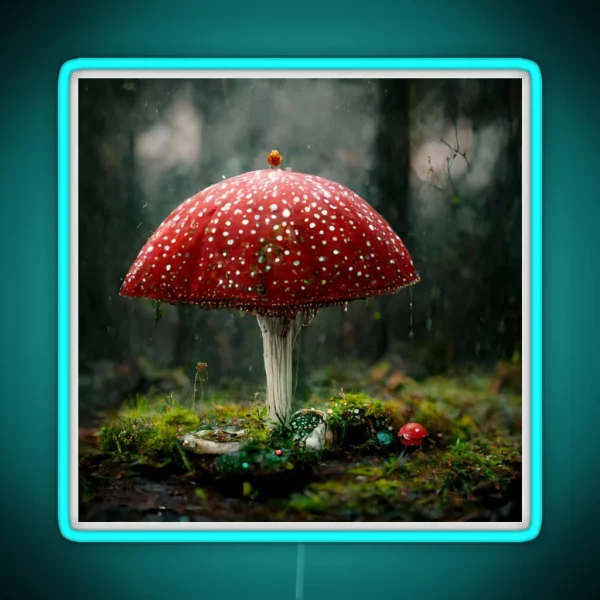 Amanita Muscaria In The Rain RGB Neon Sign