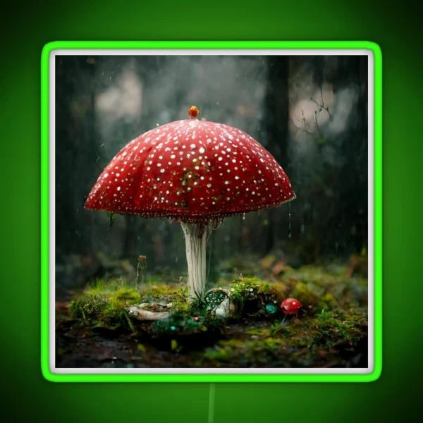 Amanita Muscaria In The Rain RGB Neon Sign