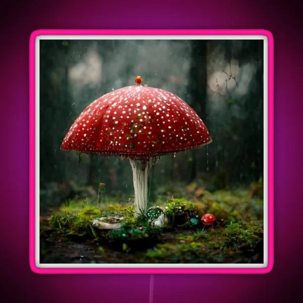 Amanita Muscaria In The Rain RGB Neon Sign