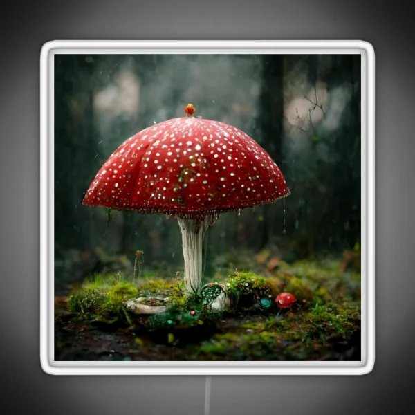 Amanita Muscaria In The Rain RGB Neon Sign