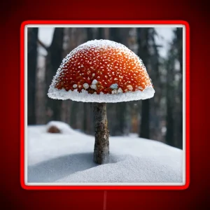 Amanita Muscaria In The Snow RGB Neon Sign