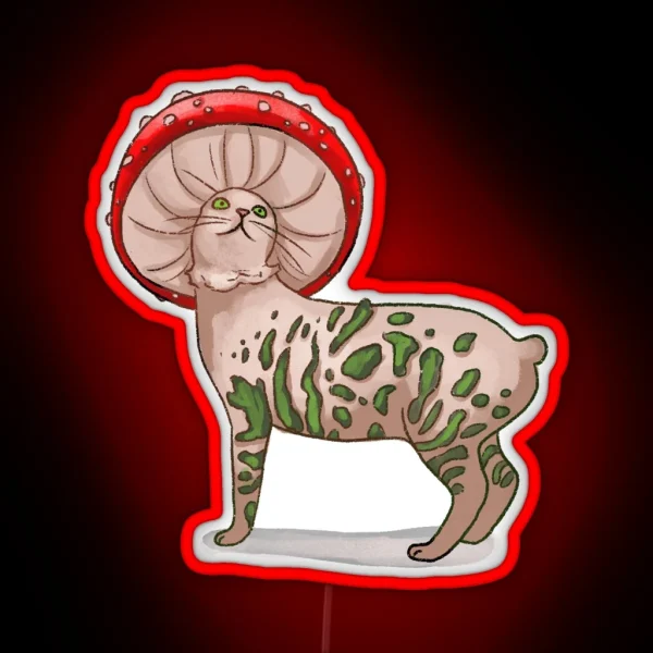 Amanita Muscaria Mushroom Cat RGB Neon Sign