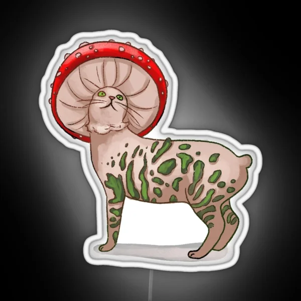 Amanita Muscaria Mushroom Cat RGB Neon Sign