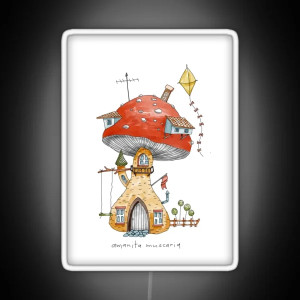 Amanita Muscaria Mushroom House RGB Neon Sign