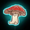 Vibrant Amanita muscaria mushroom shape in colorful RGB neon lighting display.