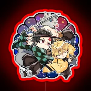 Amazing Art Work Of Slayer Yaiba Animes Trio Friends RGB Neon Sign
