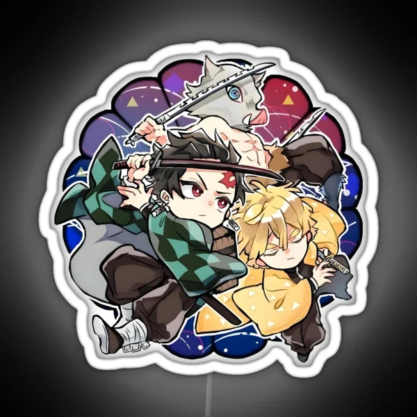 Amazing Art Work Of Slayer Yaiba Animes Trio Friends RGB Neon Sign