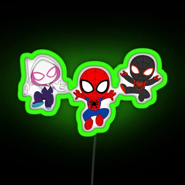 Amazing Friends Baby Spiders Ghost Cute Baby Spidey Girl Cartoon Spidey Black Spidey RGB Neon Sign