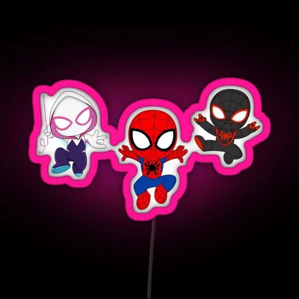 Amazing Friends Baby Spiders Ghost Cute Baby Spidey Girl Cartoon Spidey Black Spidey RGB Neon Sign