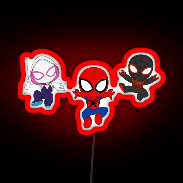 Amazing Friends Baby Spiders Ghost Cute Baby Spidey Girl Cartoon Spidey Black Spidey RGB Neon Sign