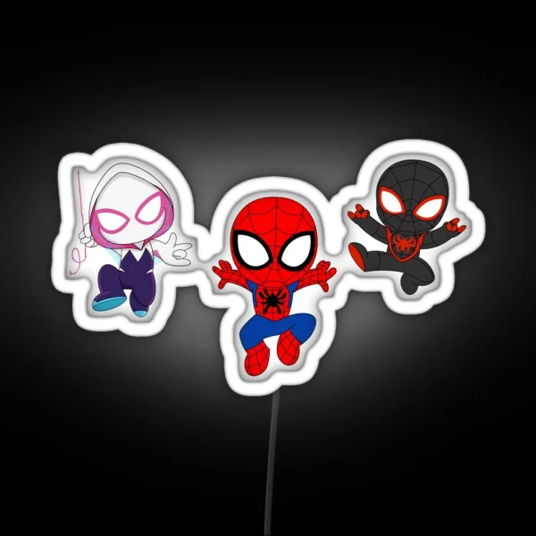 Amazing Friends Baby Spiders Ghost Cute Baby Spidey Girl Cartoon Spidey Black Spidey RGB Neon Sign