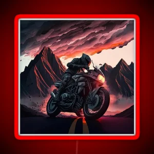 Amazing Motorcycle Racing Through The Mountains RGB Neon Sign