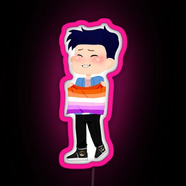 Amazingphil With A Lesbian Flag RGB Neon Sign
