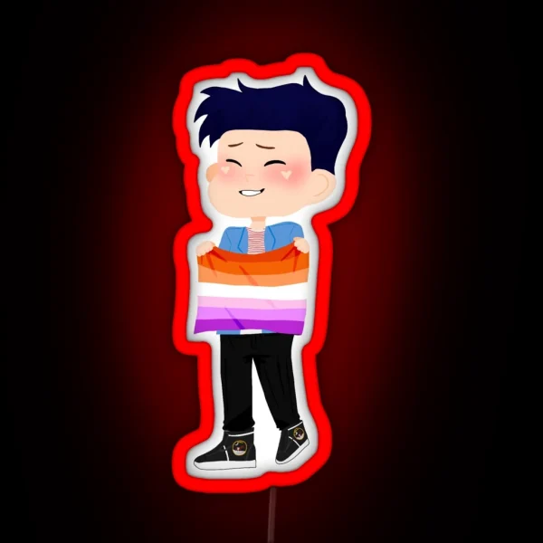 Amazingphil With A Lesbian Flag RGB Neon Sign
