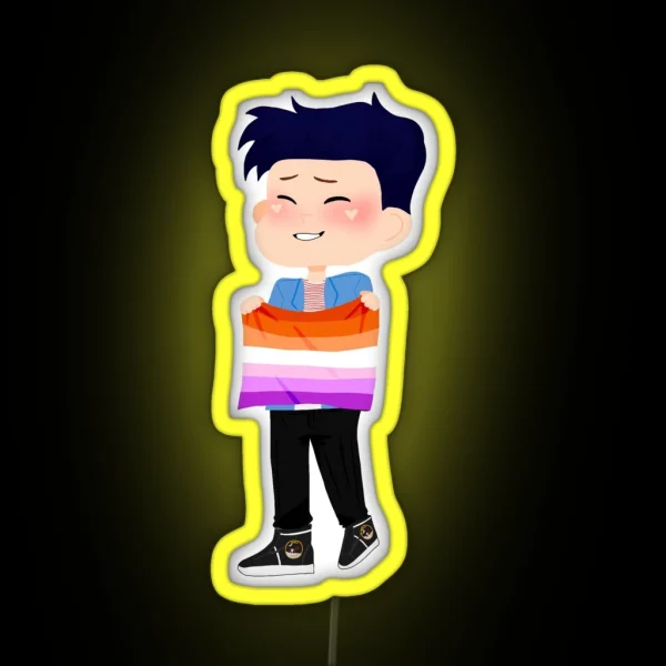 Amazingphil With A Lesbian Flag RGB Neon Sign