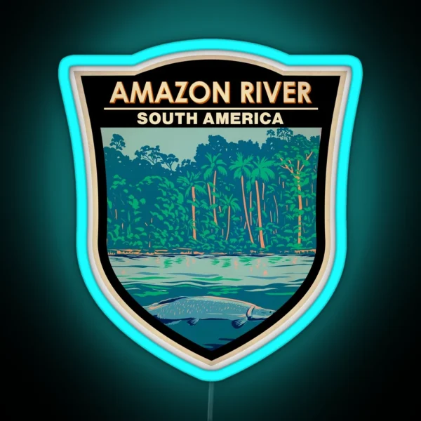 Amazon River South America Badge RGB Neon Sign