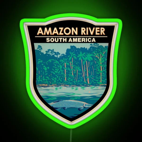 Amazon River South America Badge RGB Neon Sign