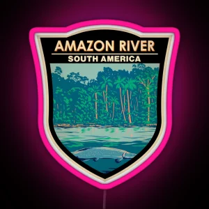 Amazon River South America Badge RGB Neon Sign