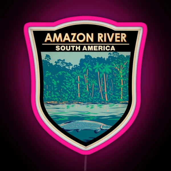 Amazon River South America Badge RGB Neon Sign