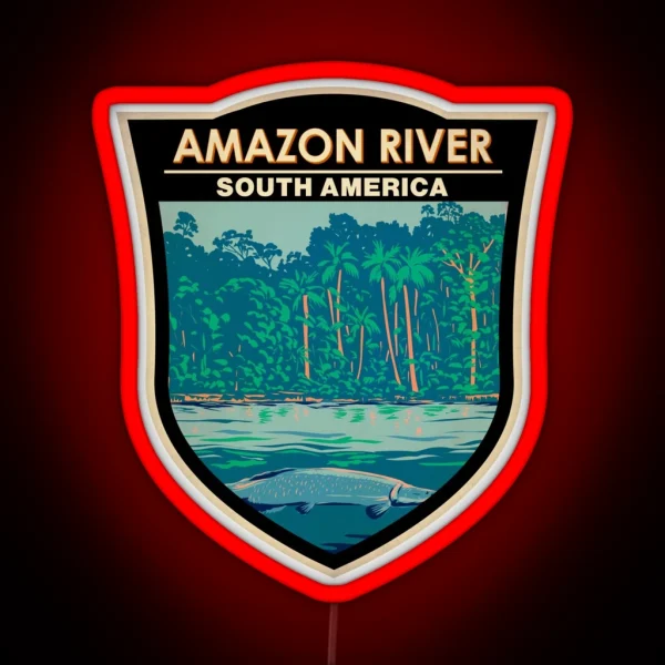Amazon River South America Badge RGB Neon Sign