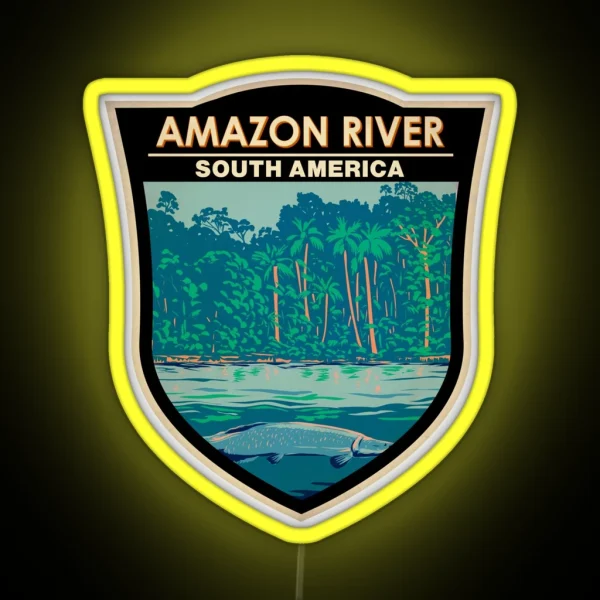 Amazon River South America Badge RGB Neon Sign
