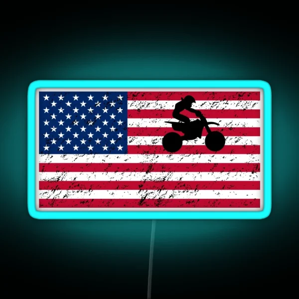 America American Motocross Supermoto Bike Rider RGB Neon Sign