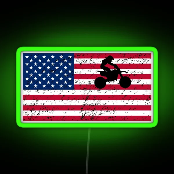 America American Motocross Supermoto Bike Rider RGB Neon Sign