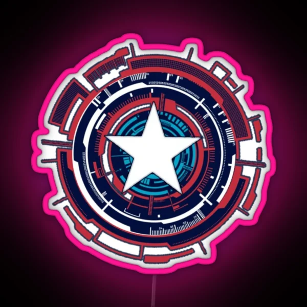 America Hero Futuristic Logo RGB Neon Sign