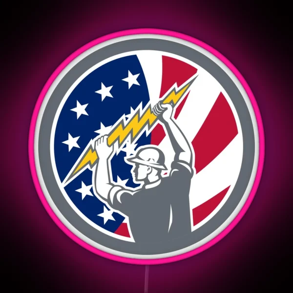 American Electrician USA Flag Icon RGB Neon Sign