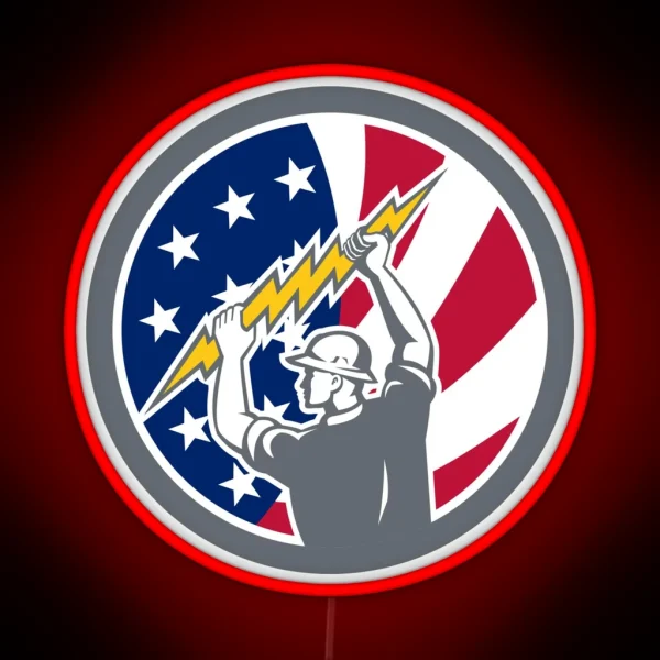 American Electrician USA Flag Icon RGB Neon Sign