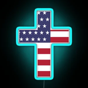 American Flag Cross RGB Neon Sign