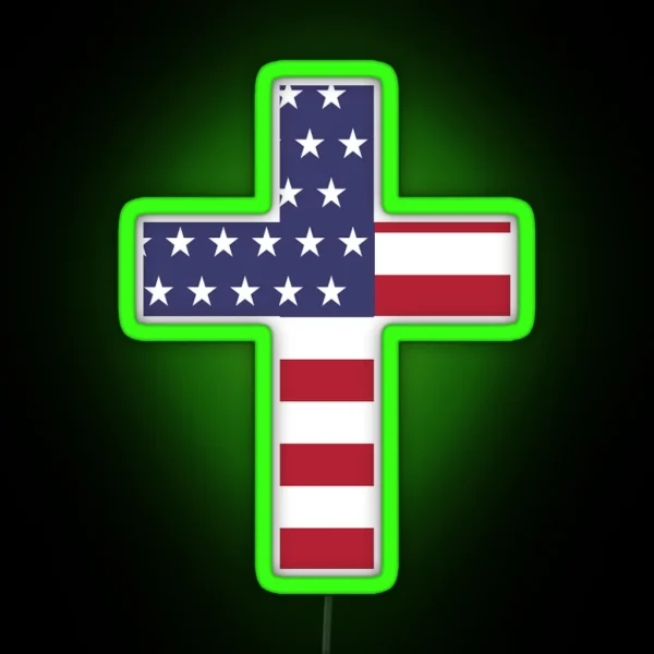 American Flag Cross RGB Neon Sign