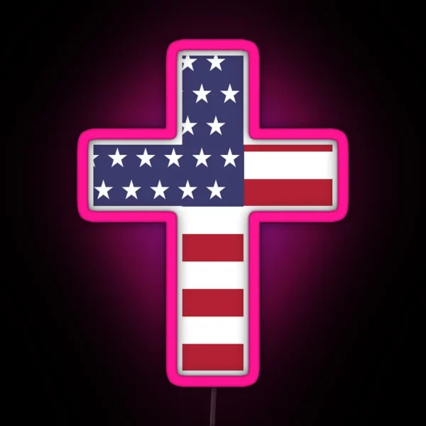 American Flag Cross RGB Neon Sign