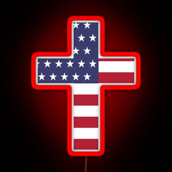 American Flag Cross RGB Neon Sign