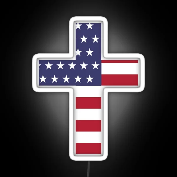 American Flag Cross RGB Neon Sign