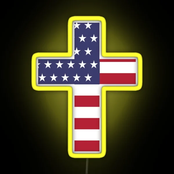 American Flag Cross RGB Neon Sign