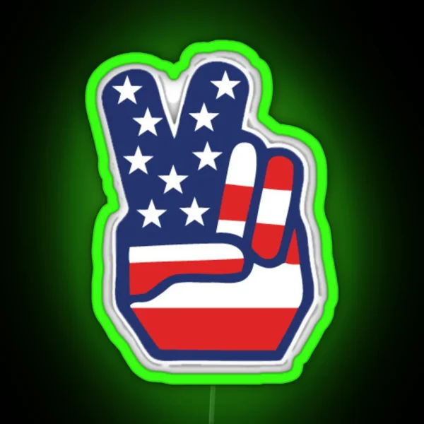 American Flag Peace Sign RGB Neon Sign